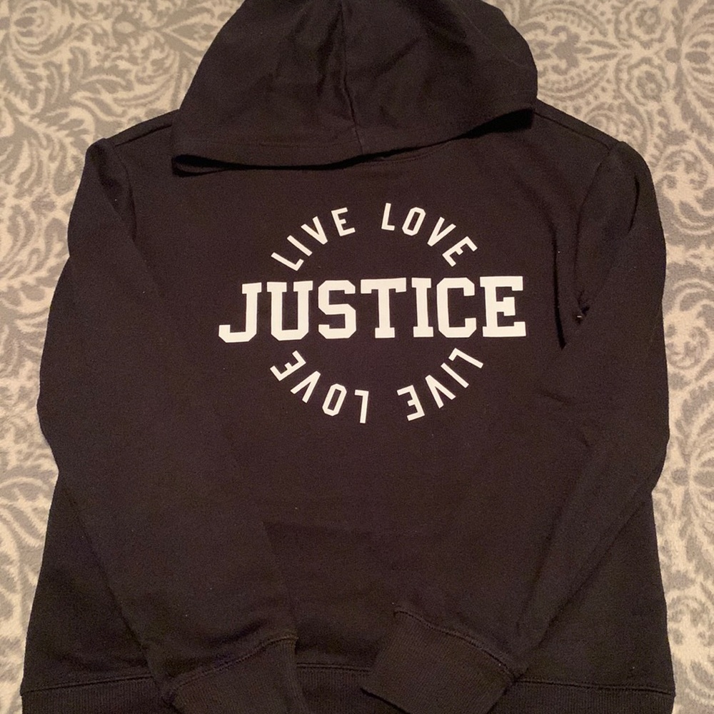 Girls justice black hoodie size medium 10